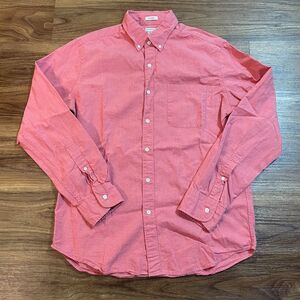J. Crew Classic Button Down Long Sleeve Shirt Pink Casual Preppy Cotton Mens M
